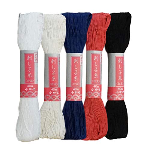 Yokota Daruma Sashiko Thread 5 Skein Essential Color Set (Thick Sashiko Thread - Futo)