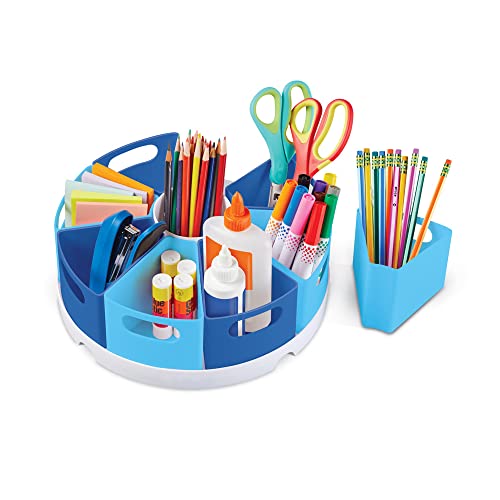 Learning Resources Create-a-Space Storage Center - Blue, Homeschool Storage, Fits 3oz Hand Sanitizer Bottles, Classroom Craft Keeper, 10 Piece Set
