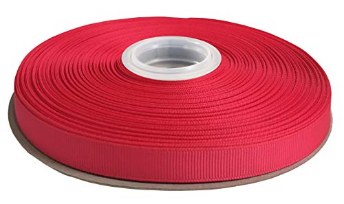 DUOQU 1/4 inch Wide Grosgrain Ribbon 50 Yards Roll Multiple Colors Shocking Pink