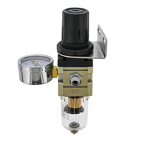 Master Airbrush Heavy Duty Premium - True Diaphragm Mini Regulator with Gauge and Water Trap Filter, Fits Airbrush Compressors