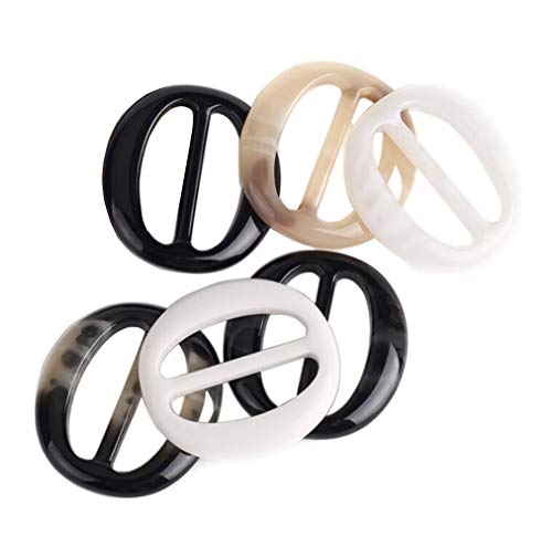 6 Pcs 2inch Simple Oval Shape Plastic Scarf Ring Fashion Scarf Button Silk Scarf Jewelry Accessories Clothing Knotting Clasp Ring Wrap Holder for Scarf T-Shirt Shawl Waist Belt Buckle (Random)