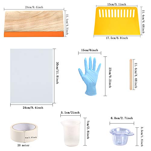 Pllieay 42 Pieces Screen Printing Kit with Instructions, Include 2 Pieces Wood Silk Screen Printing Frames, 5 Colors Fine Glitter, Screen Printing Squeegee, and Waterproof Transparency Films