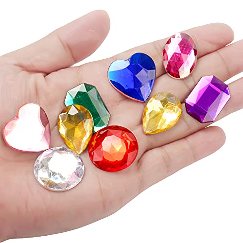 1" Jewels for Crafting Assorted Colorful Flat Back Heart Shaped Jewel Gems Acrylic Rhinestones for Crafts, Manualidades Accesorios Decoraciones Costume Making Cosplay Jewels for Embelishments 120 Pack