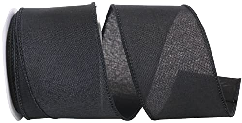 Reliant Ribbon 92573W-031-40F Everyday Linen Value Wired Edge Ribbon, 2-1/2 Inch X 10 Yards, Black