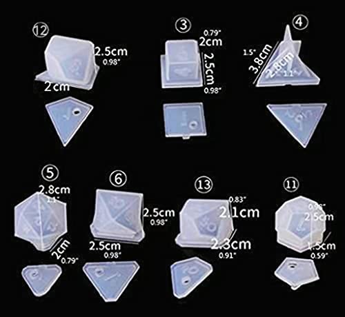 7PCS Dice Molds for Resin , Fillet Square Triangle Dice Mold Digital Dice Games for Families Handmade Craft Tool , D and D Game Lovers Gifts