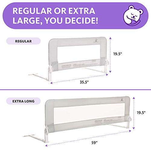 Bed Rail for Toddlers - Extra Long Toddler Bedrail Guard for Kids Twin, Double, Full Size Queen & King Mattress - Baby Bed Rails for Children (Grey XL)