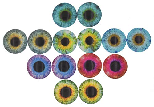 10 Pairs 35mm Glow in the Dark Glass Round Pupil Eyes Round Dome Glass Cabochons Flatback for DIY Craft Clay Eyes, 35mm