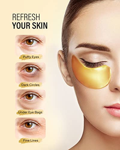 Maskiss 30-Pairs 24K Gold Under Eye Patches, Eye Mask, Eye Patches for Puffy Eyes, Eye Masks for Dark Circles and Puffiness, Collagen Skin Care Products