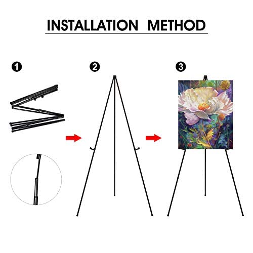 Portable Artist Easel Stand 63 Inches - Picture Stand Painting Easel with Bag - Table Top Art Drawing Easels for Painting Canvas, Wedding Signs, Poster, Tabletop Easels Display Metal Tripod, 2 Pack