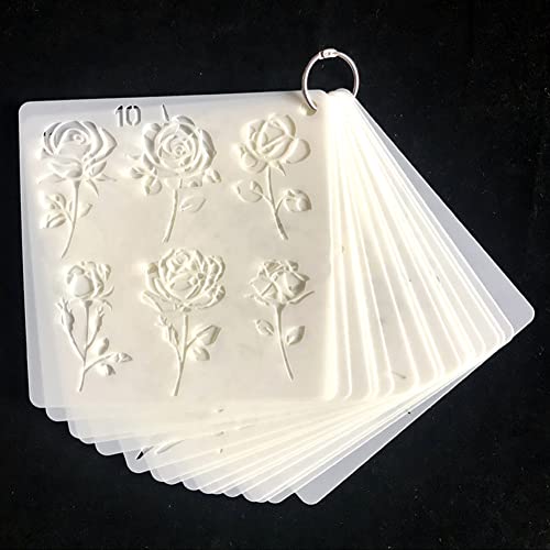 40 Pcs Floral Painting Stencils 6x6 Inches Flower Stencils for Painting, Scrapbook and Art Projects (2 Identical Sets)