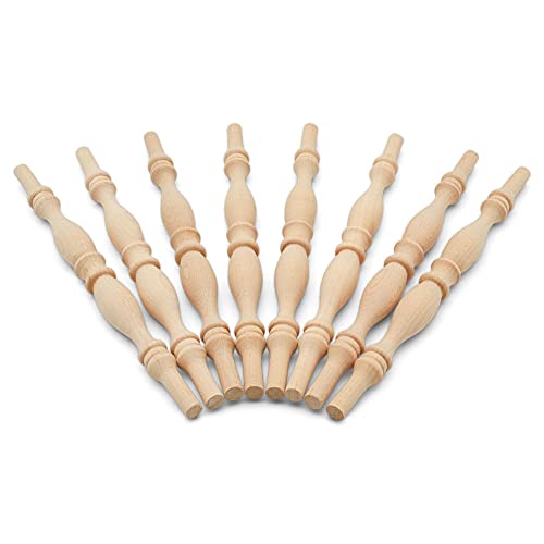 Wooden Baluster Spindles 9", Pack of 6 Spindles for Crafts, Woodworking, and Furniture, by Woodpeckers