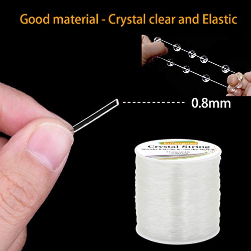 EuTengHao 0.8mm Elastic Bracelet String, Crystal String Cord for Bracelet, 150m Elastic Cord Stretchy Bracelet String Bead Cord Jewelry String for Bracelet, Beading, Jewelry Making(150m/492ft, 0.8mm)