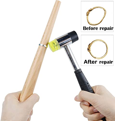 Utoolmart Metal Ring Sizer Mandrel Bracelet Stick Gauge Measuring Jewelry Tool Hammer Set Jewelry Tool