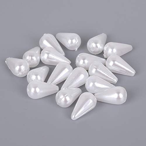 AKOAK Pack of 100 White Plastic Faux Pearl Teardrop Imitation Pearl Waterdrop Beads for DIY Jewelry Making (8MM x 14MM)