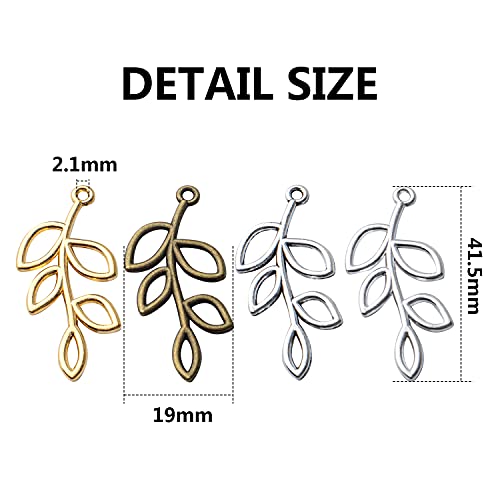 40pcs Leaf Pendant Charms Tibetan Alloy Tree Leaves Charms Branch Beads Charms Crafts Supplies for DIY Jewelry Earrings Bracelet Necklace Making Accessory