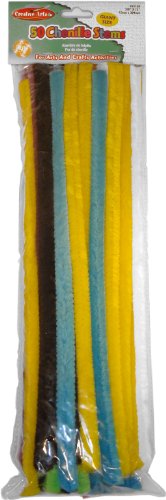 Creative Arts by Charles Leonard Chenille Stems, Giant Fluffy Thick Stem, 12 MM x 12 Inch, Assorted Colors, 50/Bag (65120)