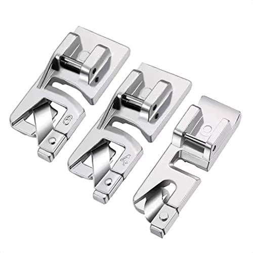 TISEKER 3 Pieces Narrow Rolled Hem Presser Foot Set (3 mm, 4 mm, 6 mm) for All Low Shank Snap-On Singer, Brother, Babylock, Euro-Pro, Janome, Kenmore, White, Juki, Elna, New Home Sewing Machines