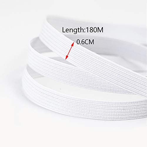White Braided Elastic Band for Sewing, 200 Yards 1/4 Inch Elastic Cord/Elastic Rope - Heavy Stretch Knit Braided Elastic Band for Sewing Crafts DIY Jewelry Making Bedspread Cuff
