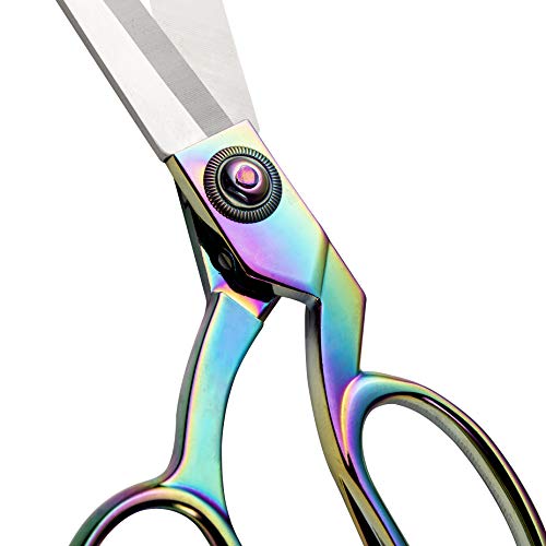 eZthings® 10" Dressmaker Sewing Classic Ultra Sharp Shears Heavy Duty Tailor Fabric Scissors in Titanium Coating Stainless Steel (10 Inch Rainbow)