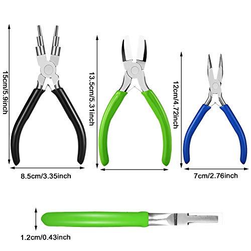 3 Pieces Jewelry Pliers Set Includes 6-in-1 Bail Making Looping Pliers Nylon Nose Pliers Bent Nose Pliers for DIY Jewelry Beading Making Crafts Tool Supplies