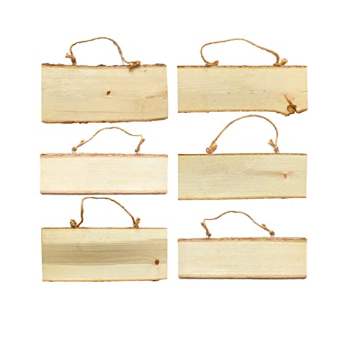 6-Pack Wood Signs Basswood Rectangle Plaque Wooden Slice for Crafts Burning Carving (4x10x0.5 in)