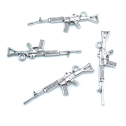 30pcs Charms Tibetan Silver Submachine Gun Pistol Pendant Charms Pendants, for DIY Earring Necklace Bracelet Jewellery Supplies and Crafts Making 43 X 12mm (Antique Silver)