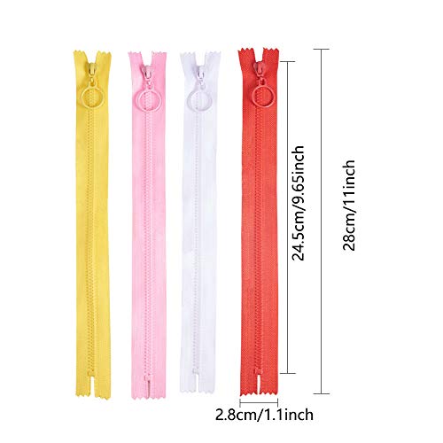 BENECREAT 36PCS 10 Inch Plastic Nylon Zippers with Ring Pulls Close End Resin Zippers for DIY Sewing Craft Bag Garment