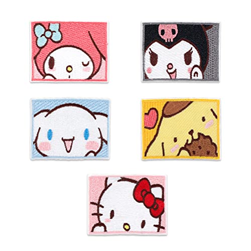 Anime Kitty Patches Anime Iron on/Sew on Patches Embroidered Patches for DIY Jeans, Jackets, Shirts, Bag, Caps (5 pcs)