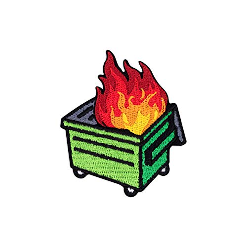 Winks For Days Dumpster Fire Dumpster Embroidered Iron-On Patch (Dumpster Fire - Green)