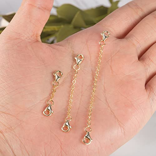 Necklace Extenders 14K Gold Plated Solid Brass Chain Extension Extenders for Necklace Bracelet Anklet（1 2 3 inch）