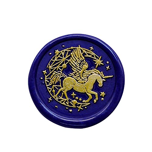 SWANGSA Wax Seal Stamp, Vintage 30mm Moon Unicorn Wood Stamp Removable Brass Head Sealing Stamp, Great for Decorating Wedding Party Invitations Envelopes Gift Packing