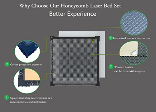 Honeycomb Laser Bed, 17.7 x 17.7 x 0.8 inch Honeycomb Working Panel, Honeycomb Working Table for Laser Engraver Cutting, Honeycomb Plate Grid Core for Table-Protecting(Include Aluminum Plate)