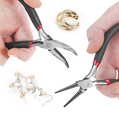 Jewelry Pliers for Jewelry Making, 5 Inch Bent Chain Nose Pliers Jewelry Tool for Crafting and Repair