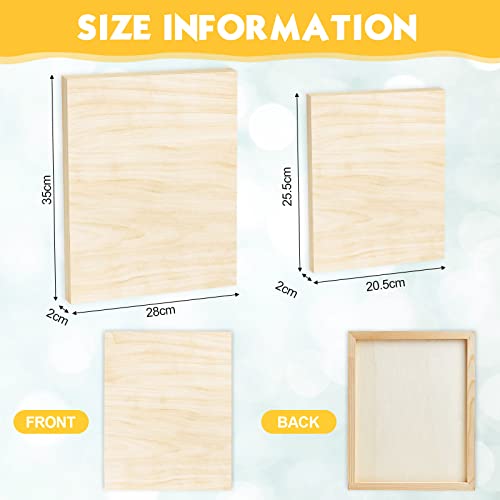 16 Pack Wood Canvas Board 8 x 10 Inch 11 x 14 Inch Unfinished Wood Cradled Painting Panel Boards for Deep Cradle Boards for Painting Drawing Home Decor
