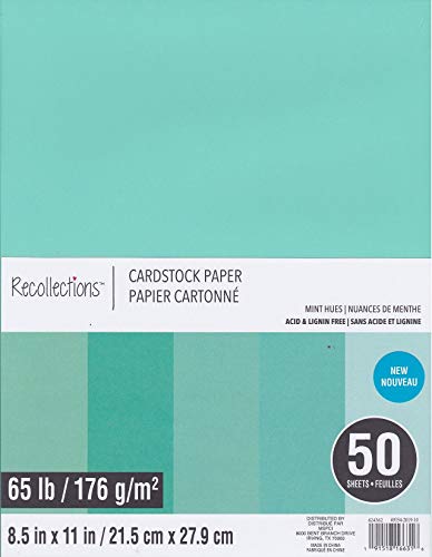 RECOLLECTIONS CARDSTOCK PAPER- Mint Hues 65lb 50 sheets 8.5x11