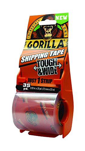 Gorilla Packing Tape Tough & Wide with Dispenser for Moving, Shipping and Storage, 2.83" x 35 yd, Clear, (Pack of 1)