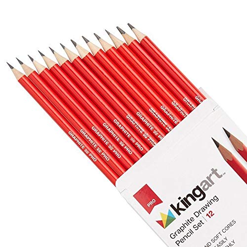 KINGART 330-12 Drawing, Metal Tin Case, Set of 12 Graphite Pencils, Assorted 12 Piece