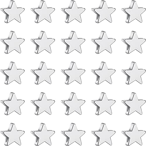 100 Pieces Star Beads Spacer Charms Star-Shape Spacer Charm Loose Beads for DIY Jewelry Crafts Making (Silver)