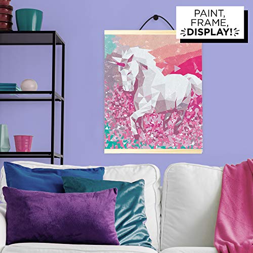 Horizon Group USA Paint By Numbers, DIY Painting Kit, Geometric Unicorn Cloth Canvas, 16” x 20”, Includes Wooden Frame & Paintbrushes, Acrylic Paints, Paint By Numbers for Adults, No Experience Needed