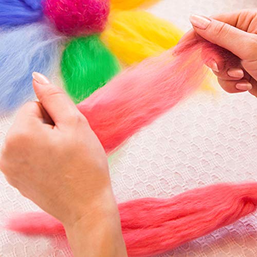 Decoendiy 36 Colors Wool Roving, 180g Needle Felting Wool, Wool Yarn Felt Hand Spinning DIY Craft Materials, 3g/Color