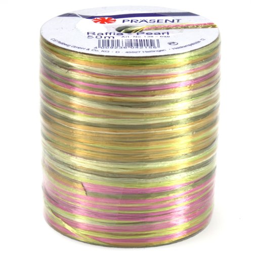 Morex Ribbon Pearl Raffia Fabric Ribbon Spool, 55-Yard, Multi Color (138-698)