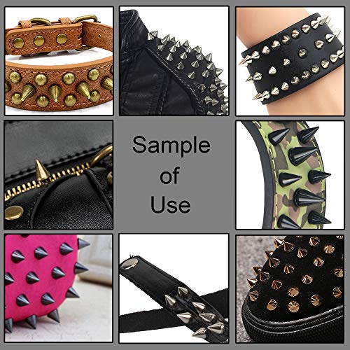 YORANYO 135 Sets Mixed Shape Spikes and Studs Assorted Sizes Spike Studs for Clothing Silver Color Screw Back Bullet Cone Studs and Spikes Rivet for Leather Craft Clothing Shoes Belts Bags Dog Collars