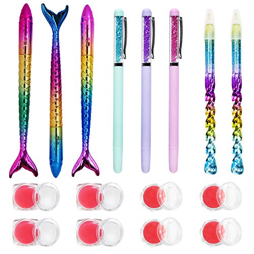 AIFUDA 16 Pcs Diamond Painting Tool, 8 Pcs Handmade Diamond Art Pen Kits--Mermaid Spiral Diamond Painting Point Drill Pens, 8 Pcs Diamond Painting Tools of Glue Clay (Pink)