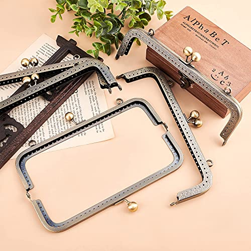 PH PandaHall 5pcs 7.8 Inch Square Coin Purse Clasp, Metal Frame Kiss Clasp Lock Purse Handle Frame Red Copper Kiss Clasp Frame for Purse Making Square Bag Clutch Frame DIY Craft