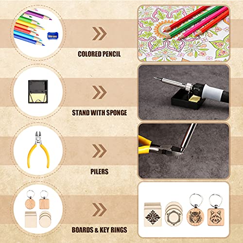 Wood Burning Kit, Wood Burning Tool Soldering Iron with Adjustable Temperature 392 to 842℉, Professional Pyrography Kit with Wood Burner Pen and Multiples Accessories for Embossing Carving Soldering