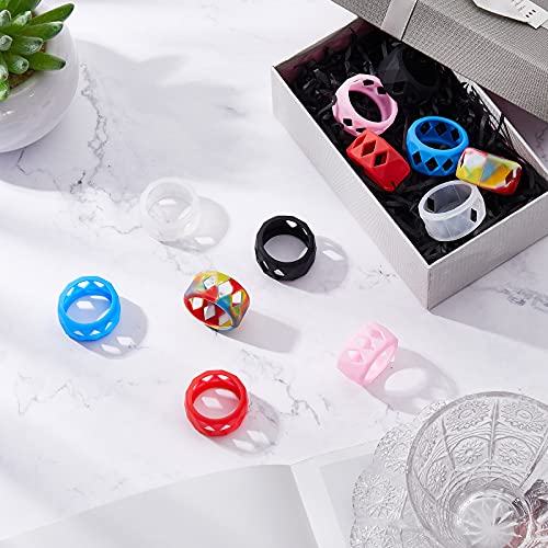 18 Pieces Silicone Anti Slip Ring Non-Skid Band Ring Soft Protection, Bulb Glass Silicone Ring (25 x 17 mm)