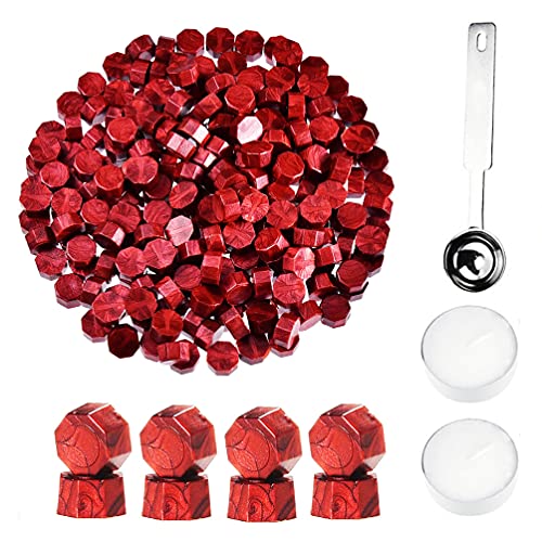 Wax Sealing Beads, EBEST SKY 300Pcs Wine Red Wax Seal Beads for Wax Stamp Sealing, Perfect for Cards, Envelopes and Invitations (Wine Red)
