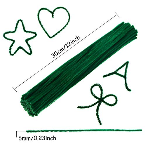 EBOOT 100 Pieces Pipe Cleaners Chenille Stem for Arts and Crafts, 6 x 300 mm (Dark Green)