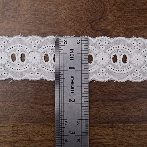 IDONGCAI Eyelet Lace Trims Ladder Floral Lace Ribbon Trimming Tape for Garment Home Decor DIY Craft Supply 1.35'' Wide 7 Yards