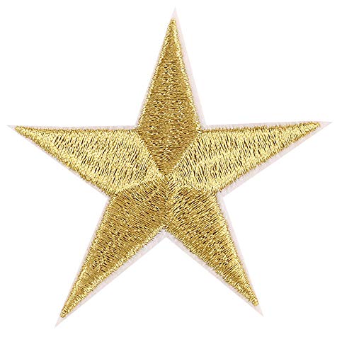 Star Iron On Patches Sew On Embroidered Badge Applique Patch with Star Motif Applique Stickers DIY for Shoes,Hats,Clothes(20 Pcs Gold Star)